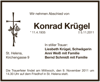 Traueranzeige von Konrad Krügel von Pegnitz-Zeitung